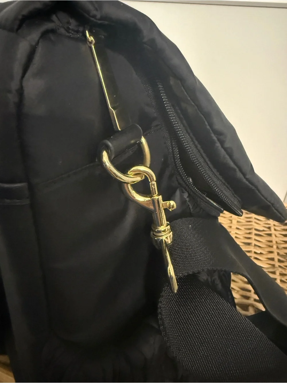 Happ Levy Baby Bag Backpack – Black with Gold-Tone Hardware